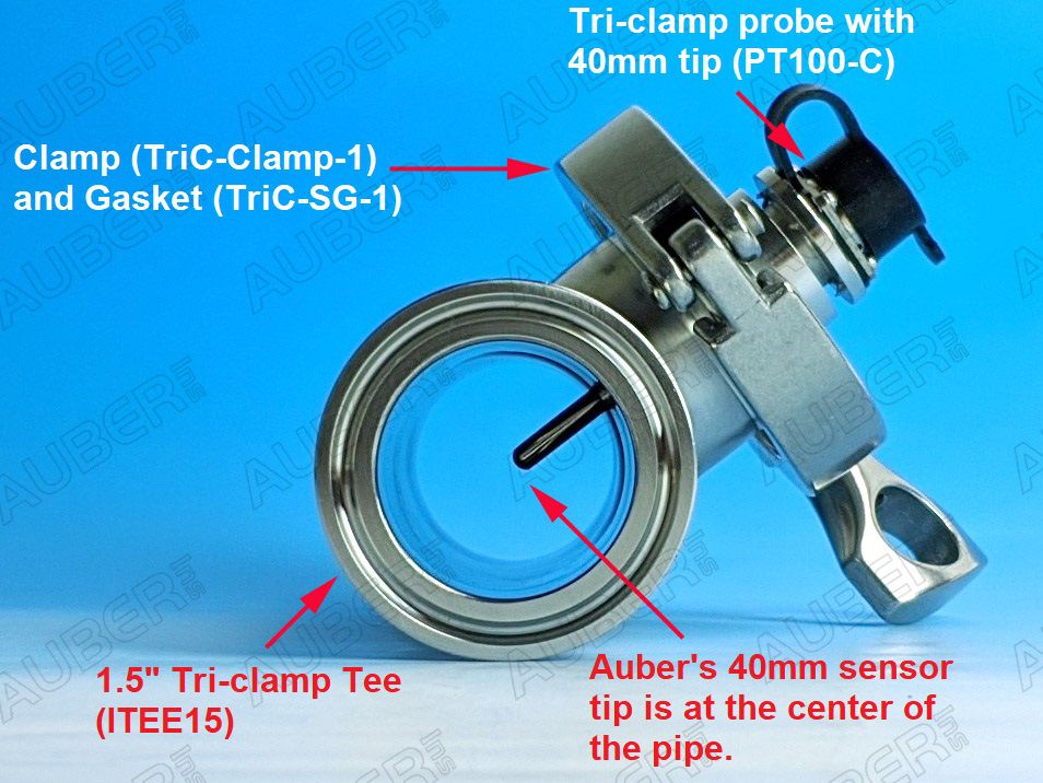 1.5" Tri-Clamp Tee w/ Liquid-tight RTD Sensor Bundle Set