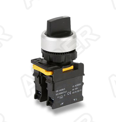 Waterproof 2P Maintained Black 22mm Selector Switch