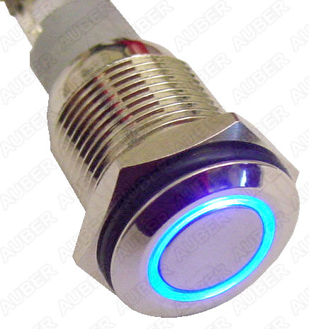 Illuminated Metal Pushbutton Switch, 110VAC, 16mm